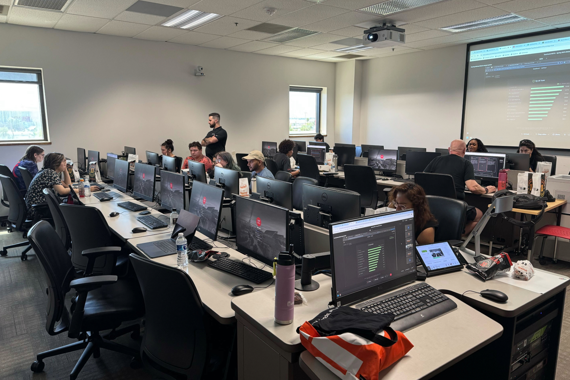 Participants competing in Splunk's BOTS challenge at UNLV.