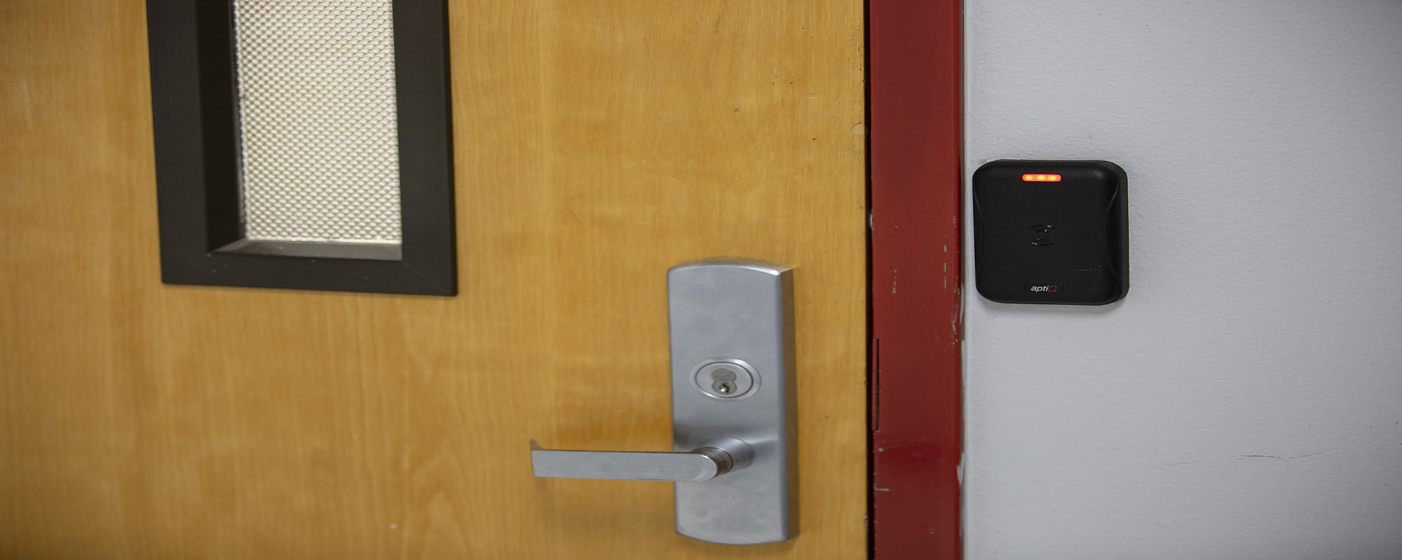 A proximity access sensor outside a classroom at UNLV.