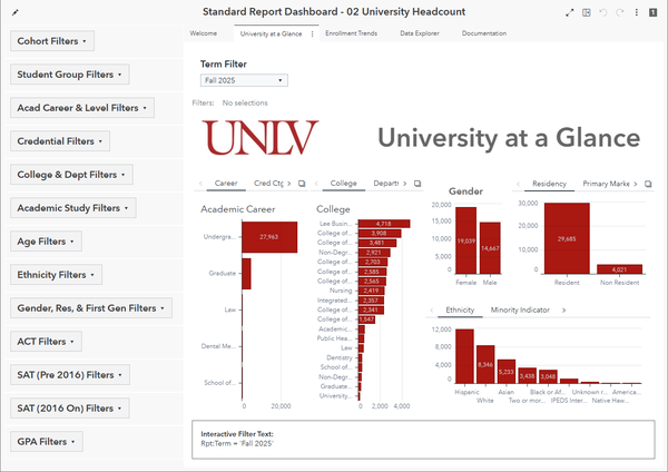 University Profile dashboard preview