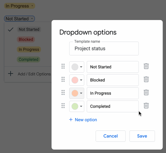 Google Docs Dropdown Chips