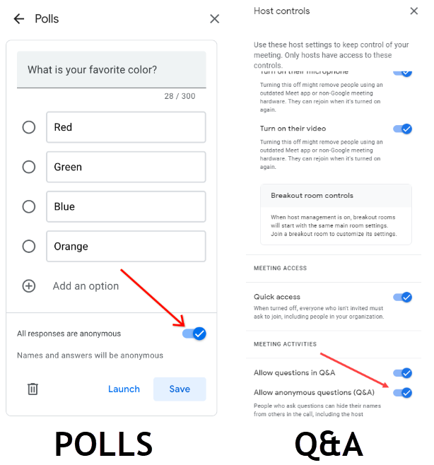 Google Meet Anonymouse Polls QAs