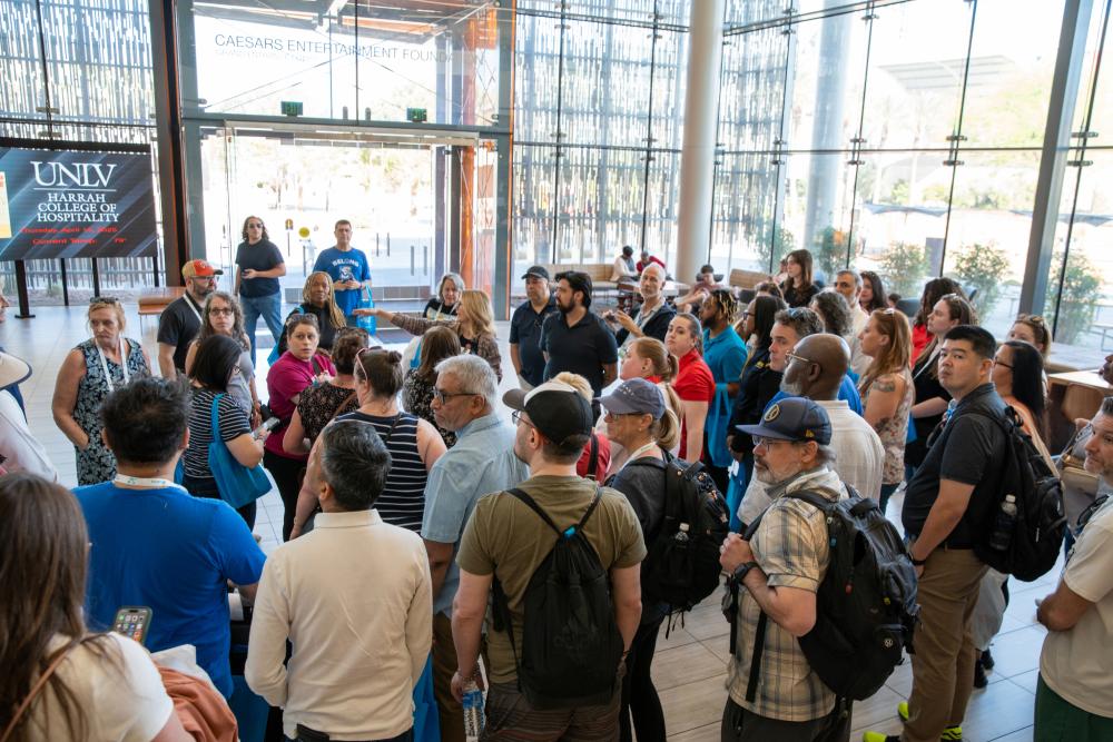 NACCU attendees participating in a tour of Hospitality Hall.