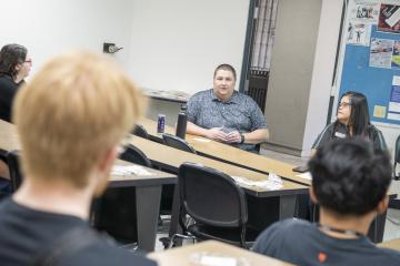 Jason Griffin Senior Information Security Analyst presenting to students during the Rebel Ready Week