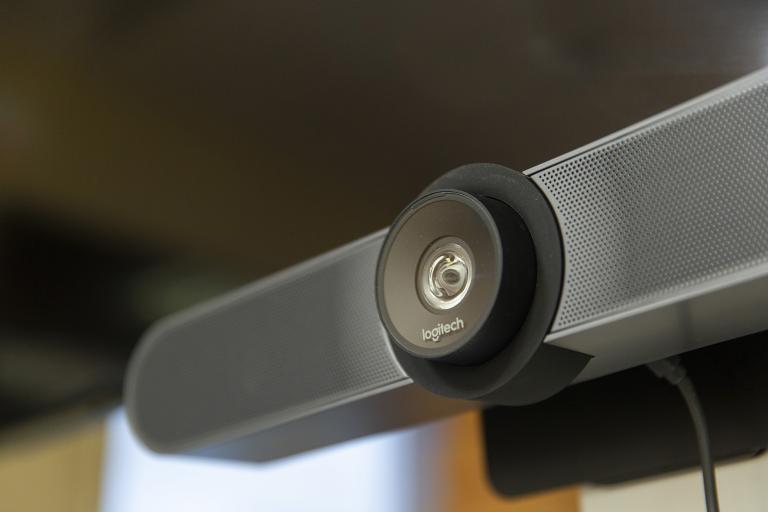 A closeup of a video camera.