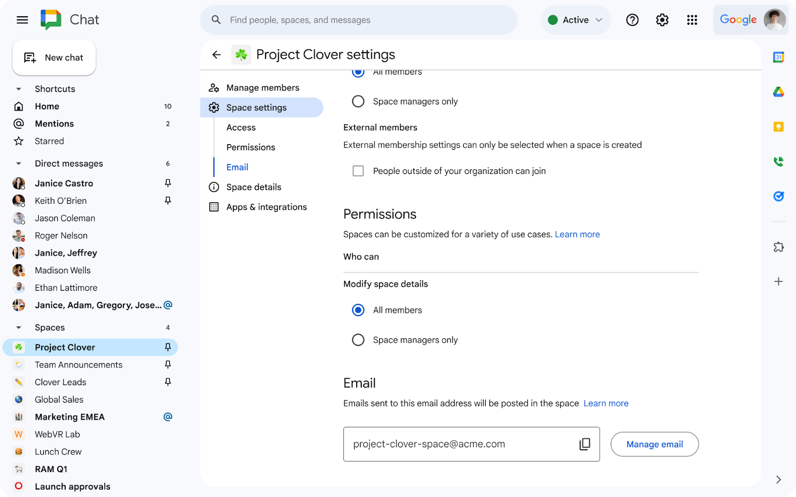 Generate email in space