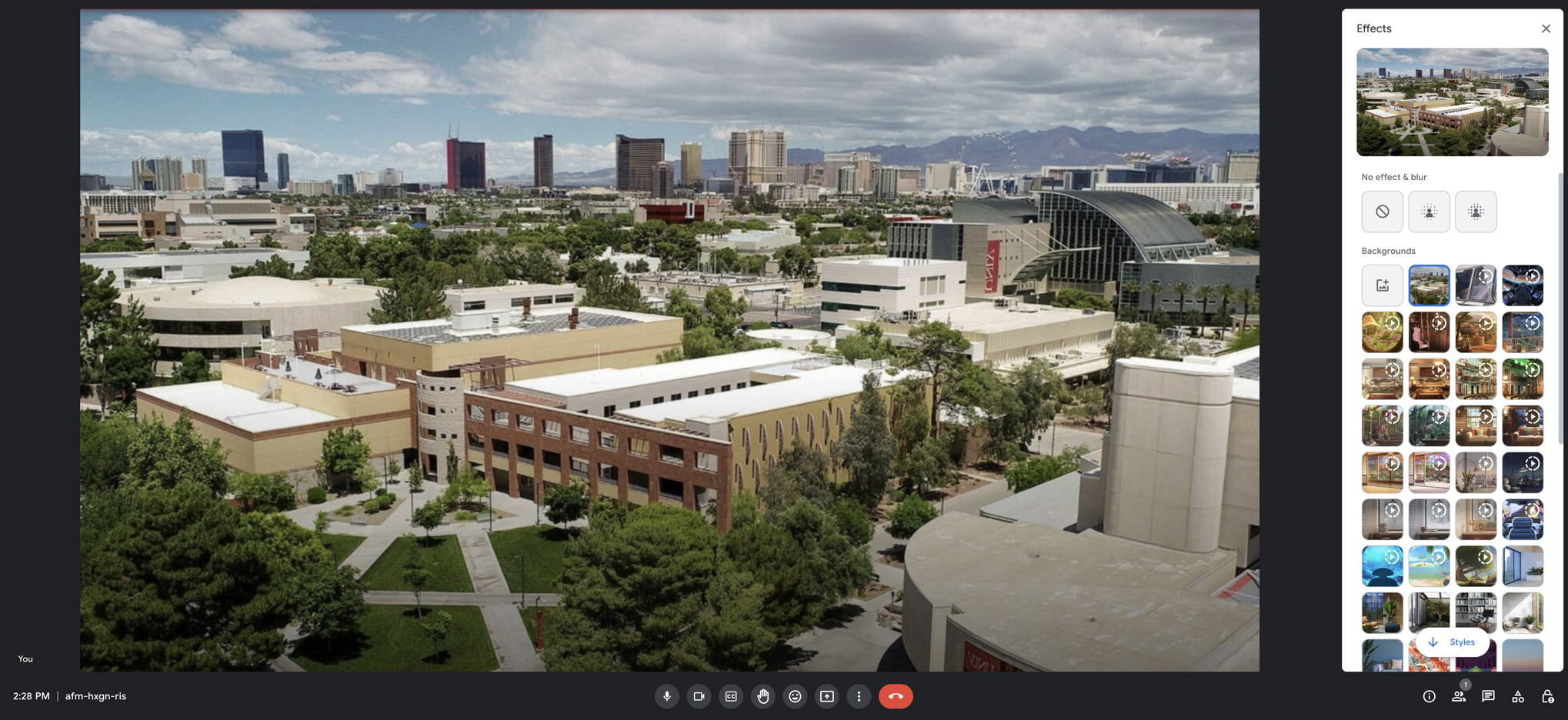 Custom background of aerial view of UNLV campus