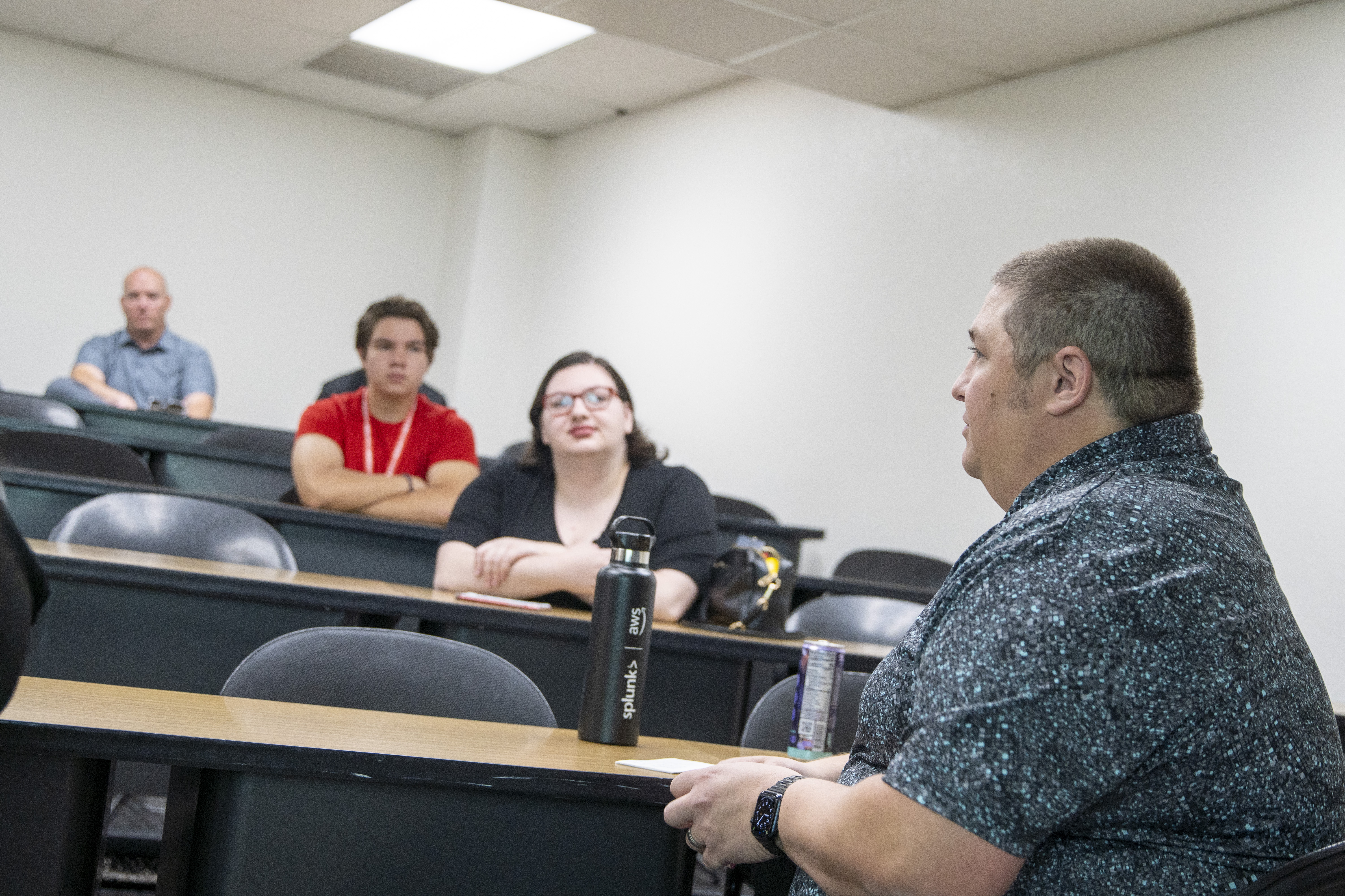 Jason Griffin Senior Information Security Analyst, presenting to a room of students during Rebel Ready Week