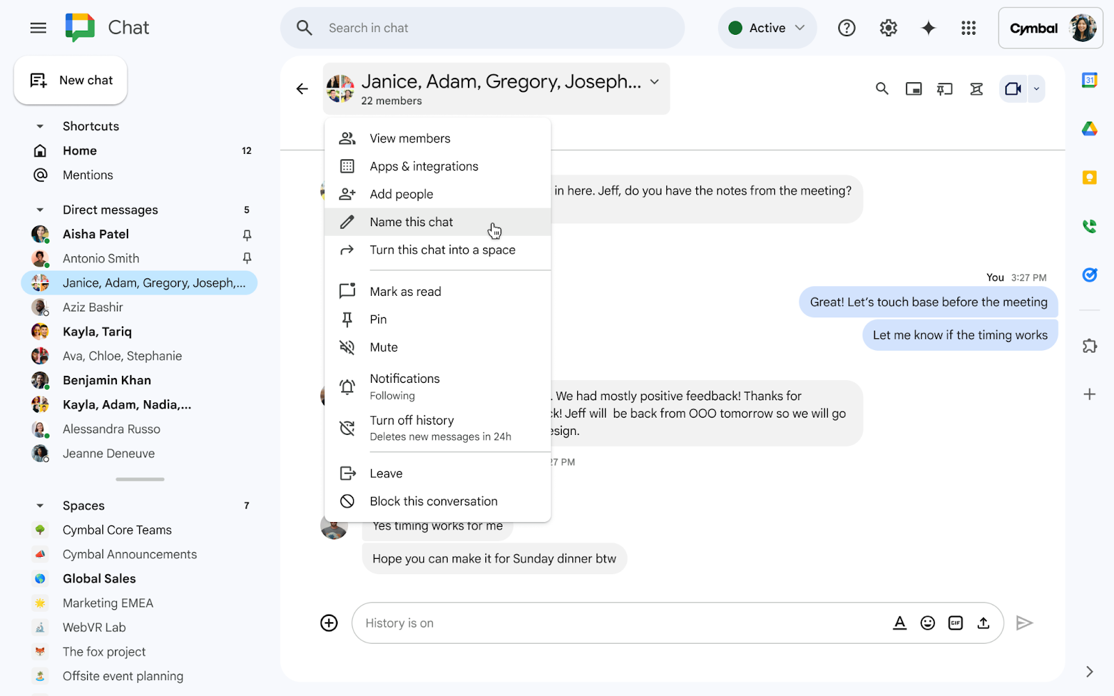 Name a group direct message
