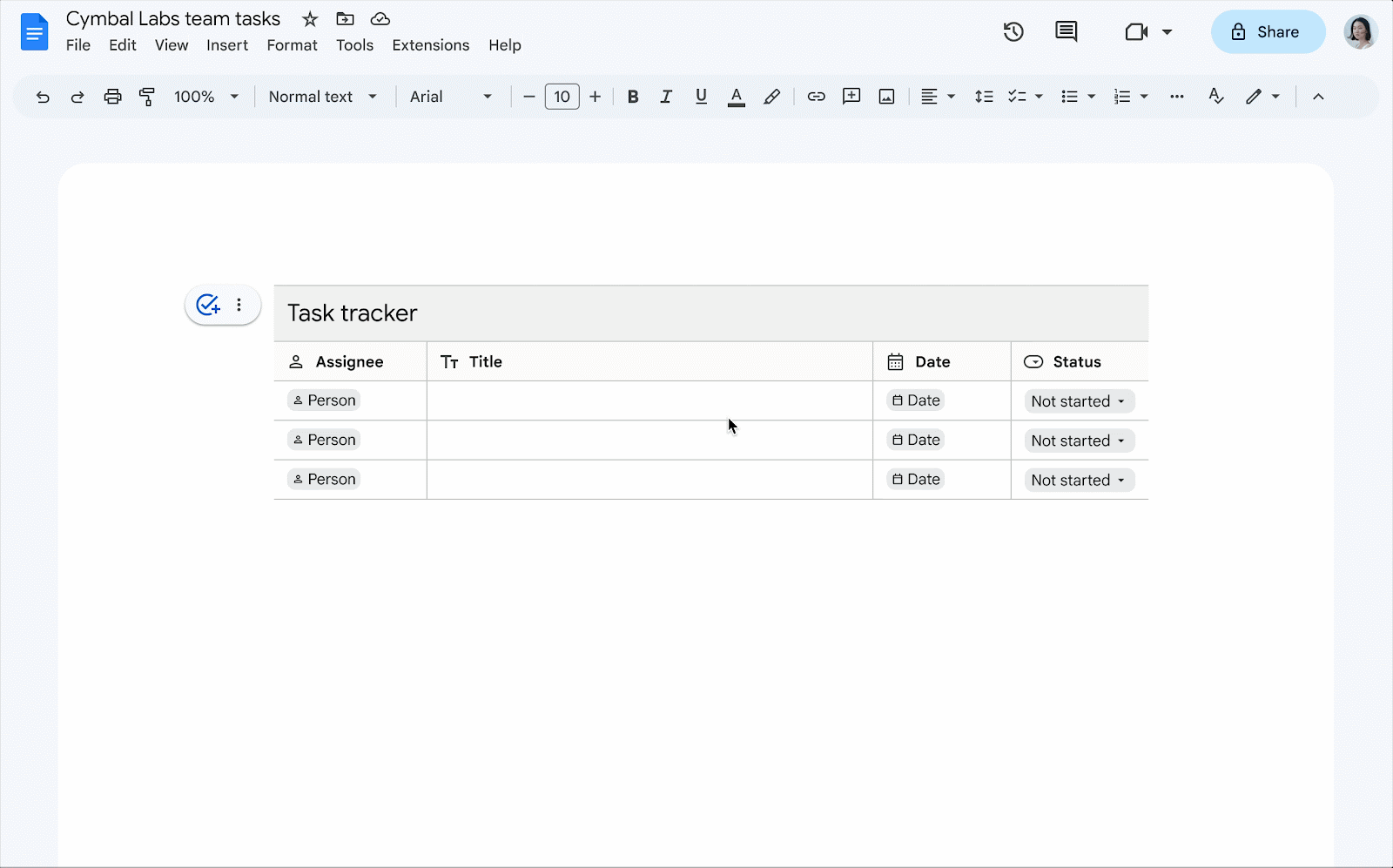Google Docs Task Tracker
